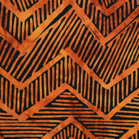 Orange And Black Fabric Tribal Geometric Wavey Stripe Fabric Etsy