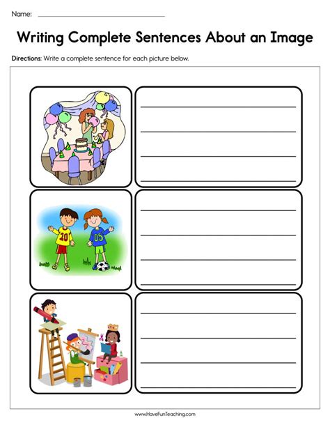 Writing Complete Sentences About An Image Worksheet Have Fun Teaching