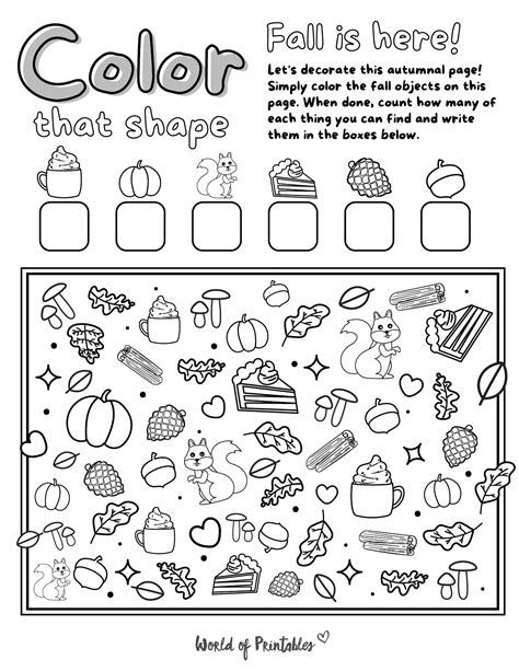 Free Printable Fall Fun I Spy Count And Color Activity Page For Kids 411