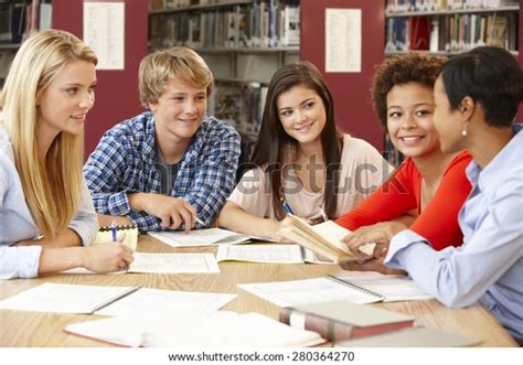 Group Students Working Together Library Stock Photo Edit Now 280364270