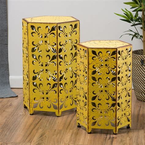 Buy Utica Antique Style Yellow Accent Side Table Set Of 2 By