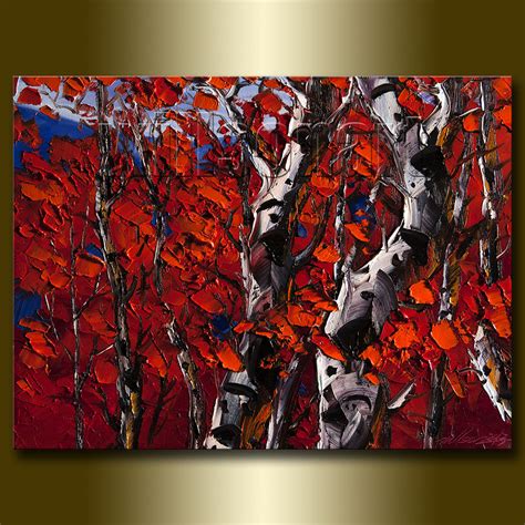 Birch Autumn Landscape Giclee Canvas Print From Original Oil Painting