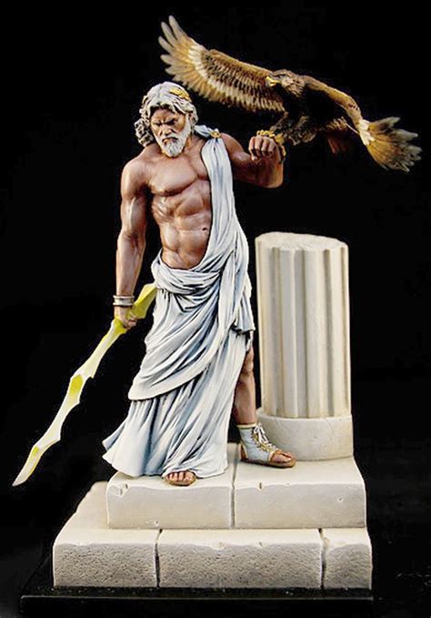 Zeus With Lightning Bolt And Hawk Painted Lead Miniature Zeus