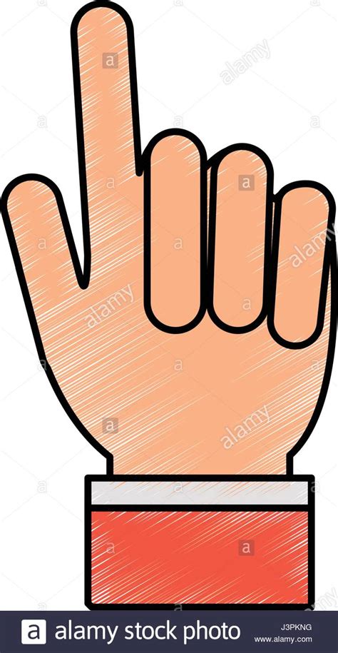 Color Pencil Hand With Two Fingers Up Stock Vector Image And Art Alamy
