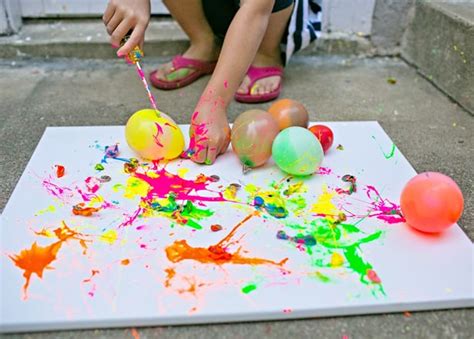 Balloon Splatter Painting With Tools Fun Outdoor Art
