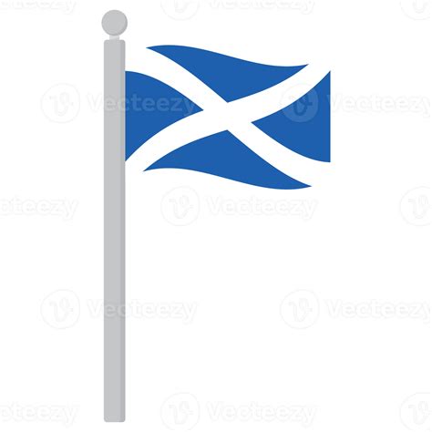 Flag Of Scotland Scotland Flag On Flagpole Isolated 35520295 Png