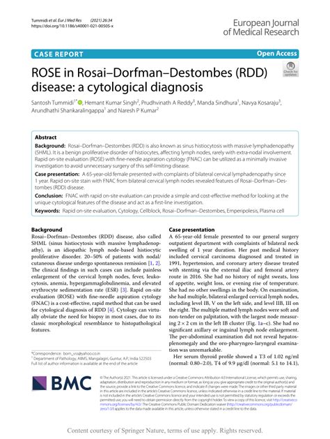 Pdf Rose In Rosaidorfmandestombes Rdd Disease A Cytological