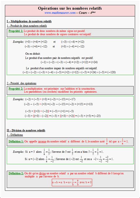 Cours Sur Les Nombres Relatifs En Eme Hot Sex Picture