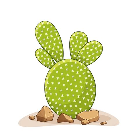 Premium Vector Cactus With Thorns And Stones Mexican Green Plant With