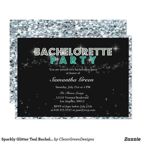 Sparkly Glitter Teal Bachelorette Party Invitation Pink Bachelorette Party Pink