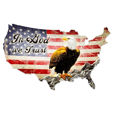 In God We Trust Usa Flag Bald Eagle Steel Sign Vintage Metal Signs