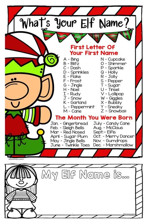 Christmas Elf Names Freebie Fun Christmas Activities Christmas Elf