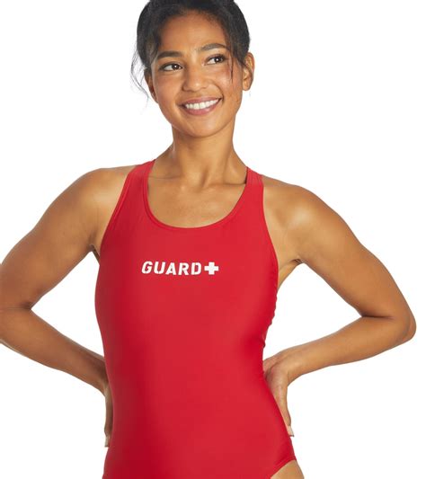 Sporti Guard Solid Wide Strap One Piece Swimsuit Red At