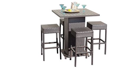 Barbados Pub Table Set With Backless Barstools 5 Piece Outdoor Wicker