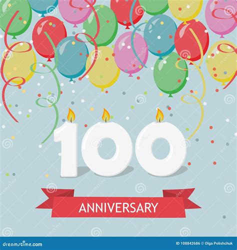 One Hundred Years Anniversary Greeting Card With Candles Stock