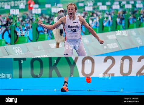 Kristian Blummenfelt Of Norway Celebrates As He Approaches The Finish