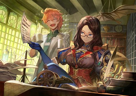 Blue Eyes Book Brown Hair Drink Fategrand Order Fate Series Feathers