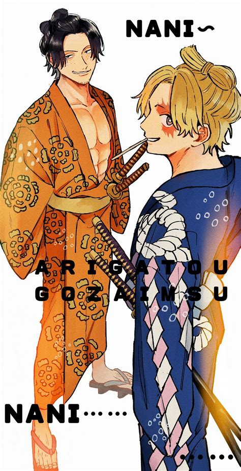 Two Anime Characters One Is Wearing An Orange Kimono And The Other Has Blue Hair