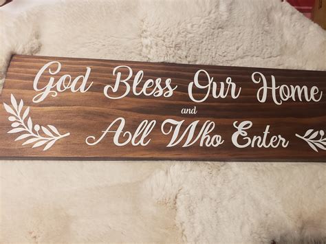 God Bless Our Home All Who Enter Wood Sign Etsy