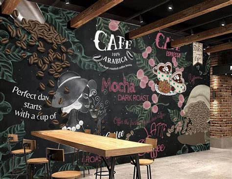 Retro Style Design For Coffee Shop Business Wallpaper Cafe Bar Mural