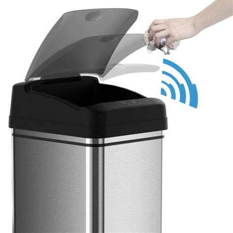 Itouchless 13 Gallon Sensor Trash Can Battery Free Automatic Bin With