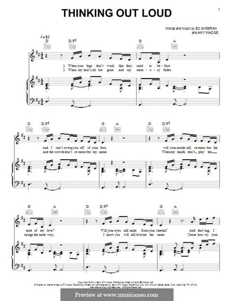 Thinking Out Loud by E. Sheeran, A. Wadge - sheet music on MusicaNeo