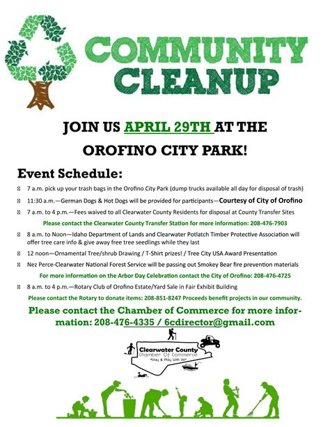 County Wide Community Clean Up Events Clearwater County Chamber Of Commerce Orofino Weippe