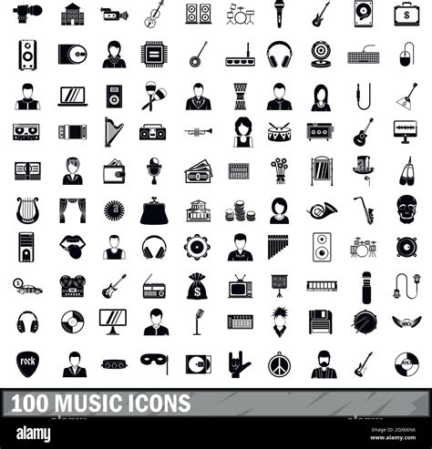 100 Music Icons Set Simple Style Stock Vector Image And Art Alamy