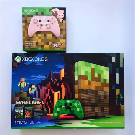 Microsoft Xbox One S Minecraft Limited Edition Bundle 1tb Green And Brown