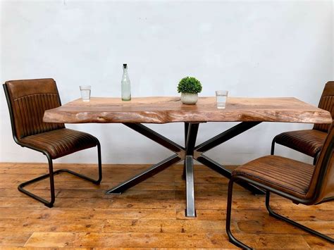 Live Edge English Oak Rustic Industrial Dining Table Solid Oak Waney