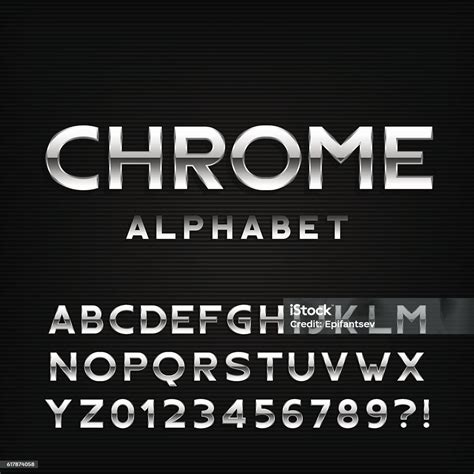 Chrome Alphabet Font Metal Effect Letters And Numbers Stock