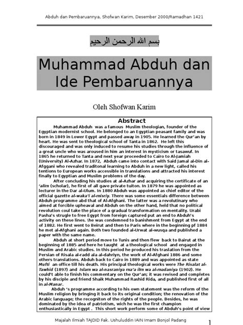 Muhammad Abduh By Sk Word Pdf