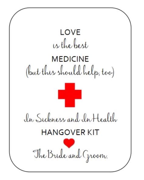 Printable Love Is The Best Medicine Hangover Kit Tags Etsy