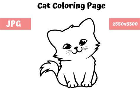 Coloring Book Page for Kids - Cat 02 (Graphic) by MyBeautifulFiles