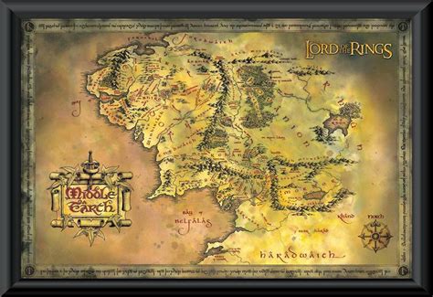 The Lord Of The Rings Middle Earth Map Framed Poster F K Movies