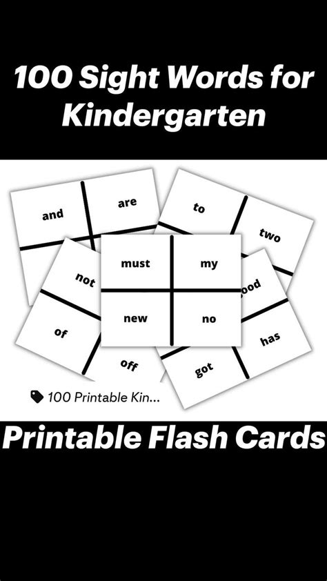 100 Sight Words For Kindergarten Printable Flash Cards In 2022