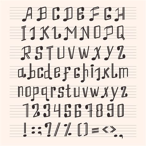 Premium Vector Musical Decorative Notes Alphabet Font Hand Mark Music