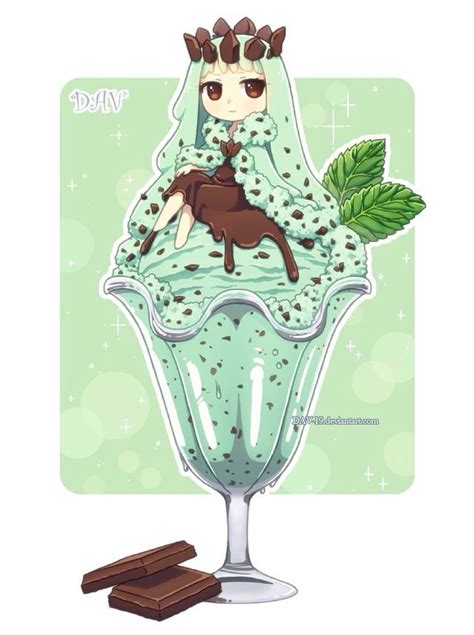 Mint Ice Cream Anime Chibi Kawaii Anime Chibi Girl