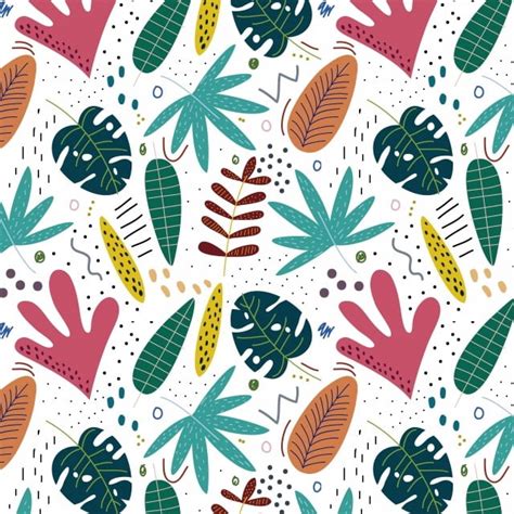 Tropical Pattern With Colorful Leaves Tropical Pattern Seamless Png
