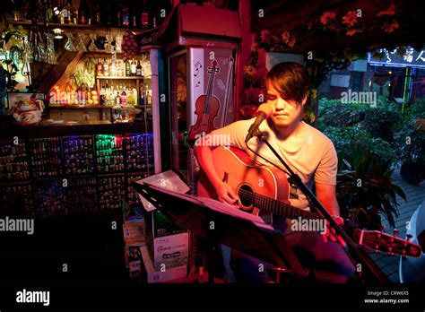 Singer Performs At A Bar In Shichahai Aka Houhai Beijings Newly