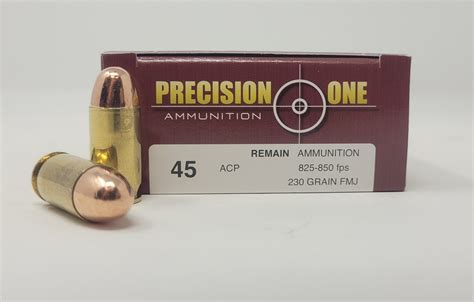 Precision One 45 Auto Ammunition Reman 230 Grain Full Metal Jacket Pack