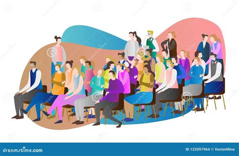 Crowd Audience Vector Illustration Group Of People Sitting Together