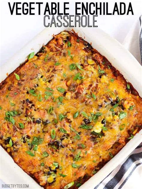 Vegetarian enchilada is a popular mexican dish with my family. Vegetable Enchilada Casserole - Budget Bytes