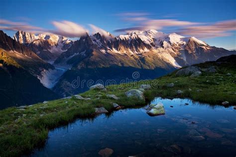 Astonishing View Of The Mont Blanc Mountain Range During The Summer