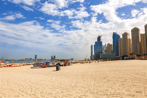 Panorama Of The Beach At Jumeirah Beach Residence Dubai Stock Image