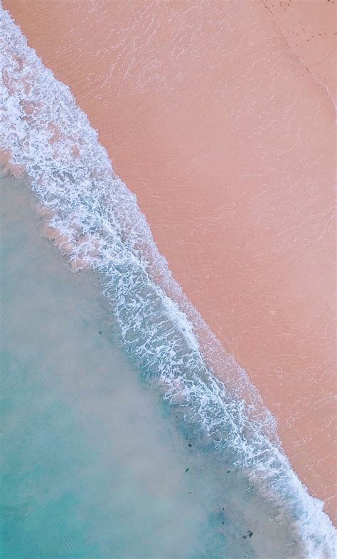 Nature Soft Sea Waves Aerial View Beach Wallpaper Pink Beach