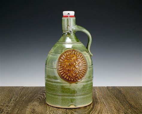 Beer Growler Handmade 64 Oz Beer Growler From Ceramic Stoneware Clay