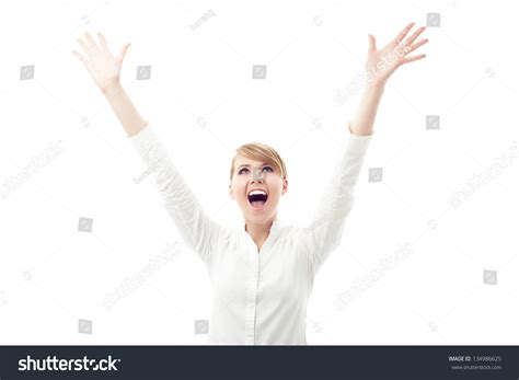 Successful Female Student Arms Outstretched Stock Photo 134986625