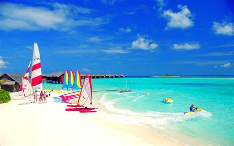 Colorful Sailboats On Tropical Beach Image Abyss