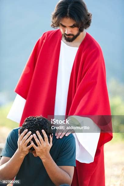 Jesus Comforting A Young Man Stock Photo Download Image Now Adult